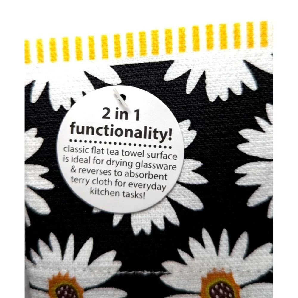 BEE KIND Kitchen Towels 2-pc Honeybee Gnome & Daisy Kay Dee Designs Gift